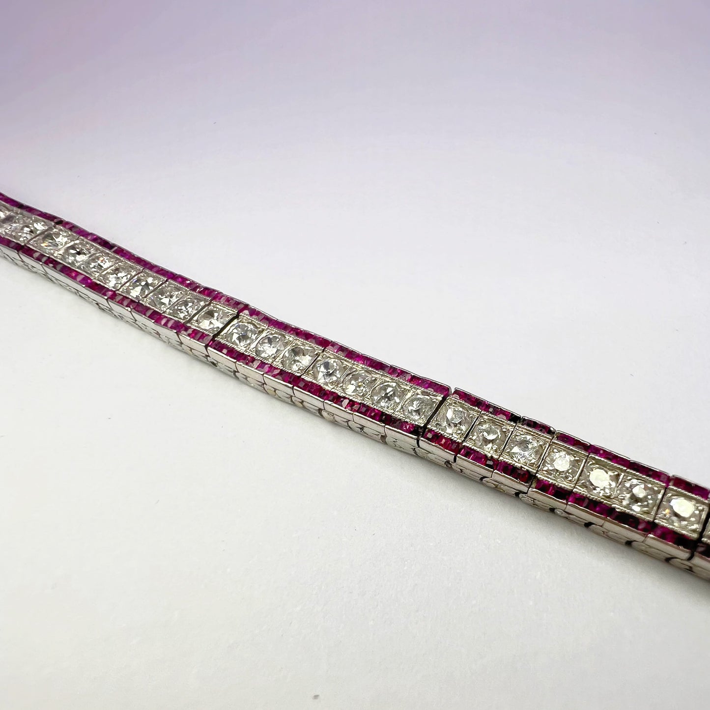 Antique Diamond and Ruby Tennis Bracelet
