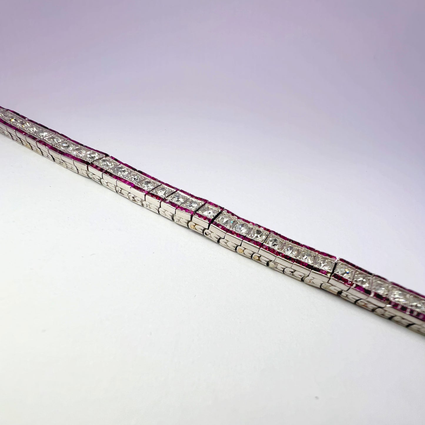 Antique Diamond and Ruby Tennis Bracelet