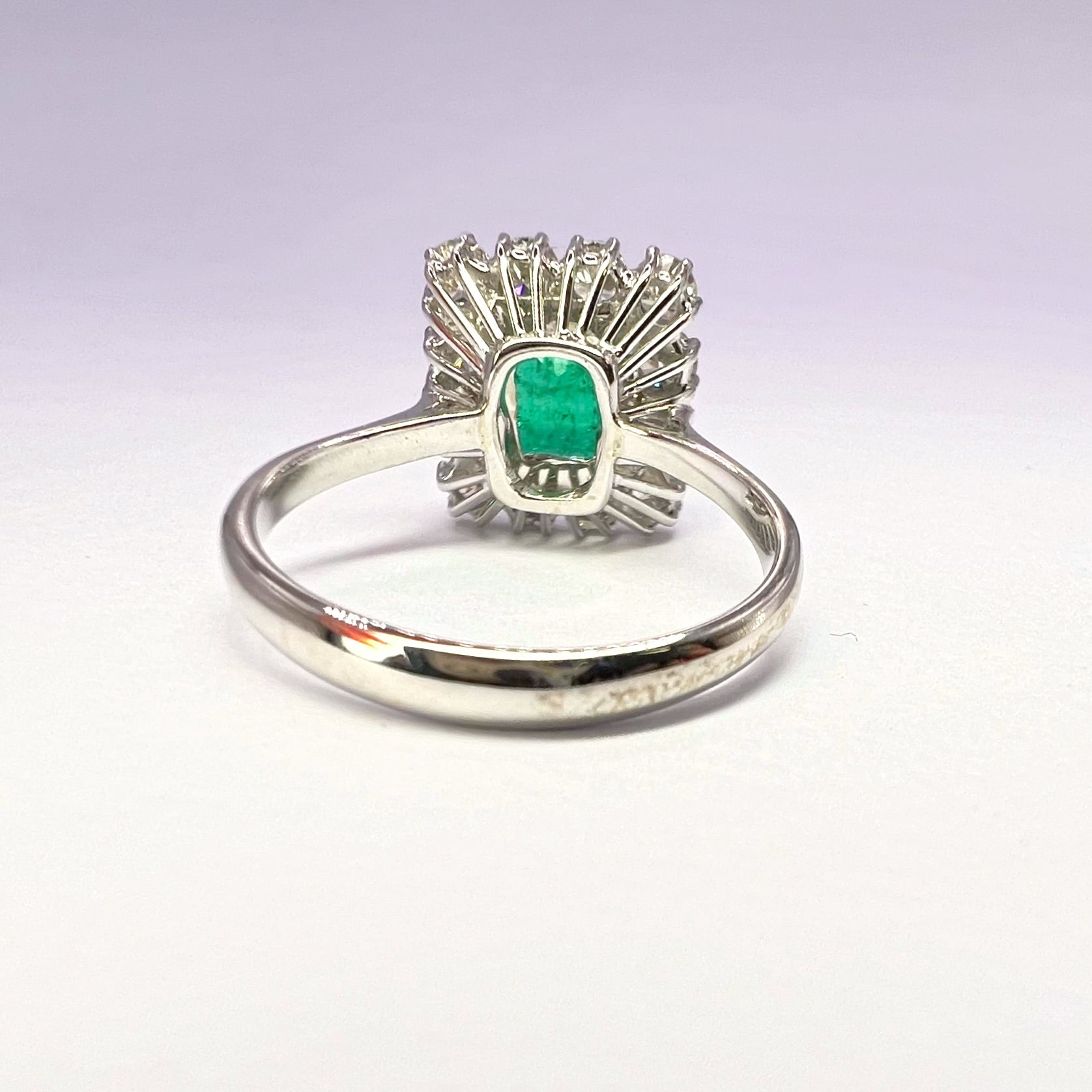 Emerald & Diamond Cluster Ring | 1.46ct Square-Cut Emerald in 18ct White Gold