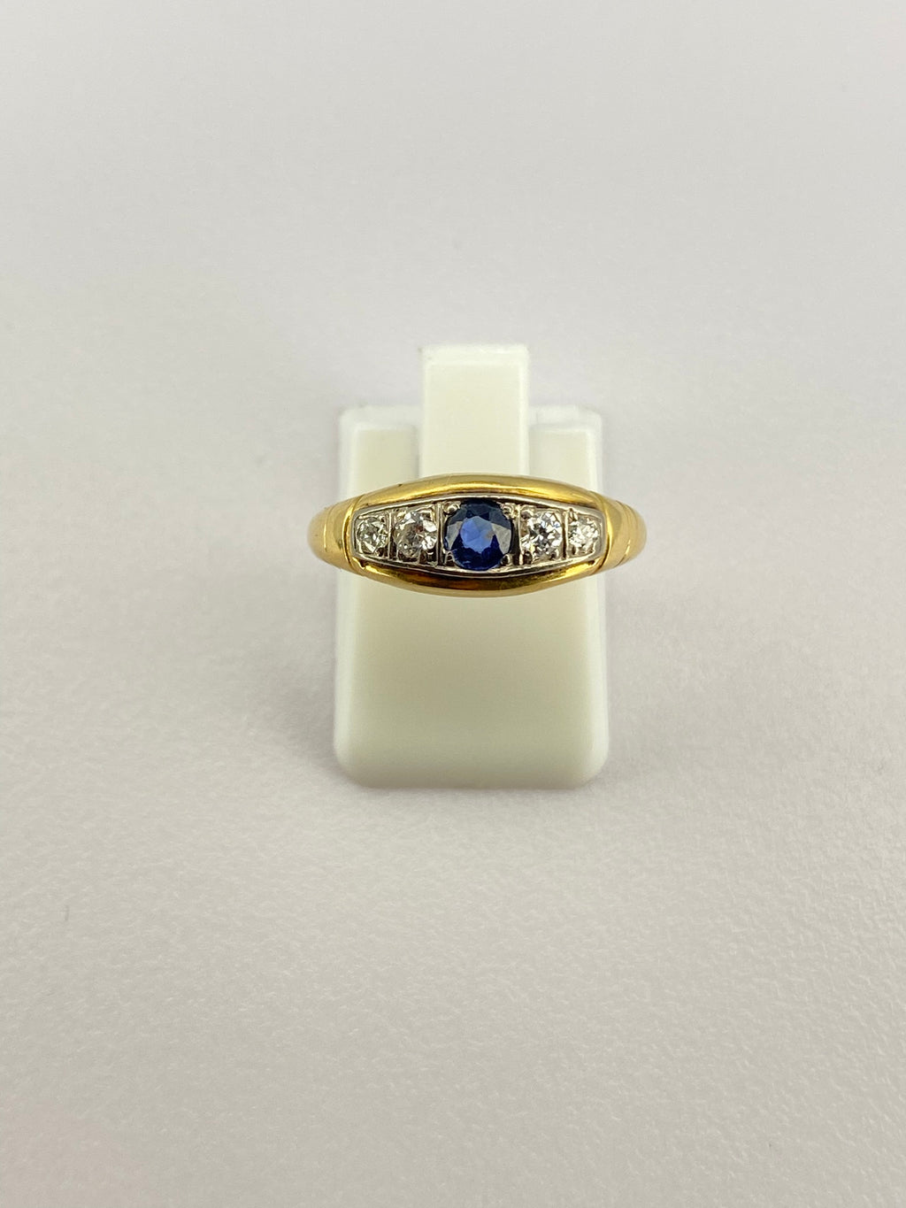 Victorian Sapphire & Diamond Band Ring | 18ct Yellow Gold