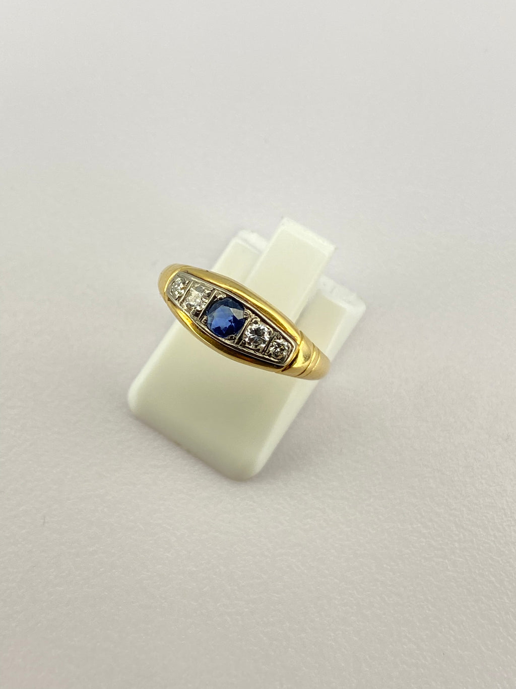 Victorian Sapphire & Diamond Band Ring | 18ct Yellow Gold