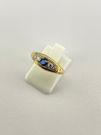 Victorian Sapphire & Diamond Band Ring | 18ct Yellow Gold