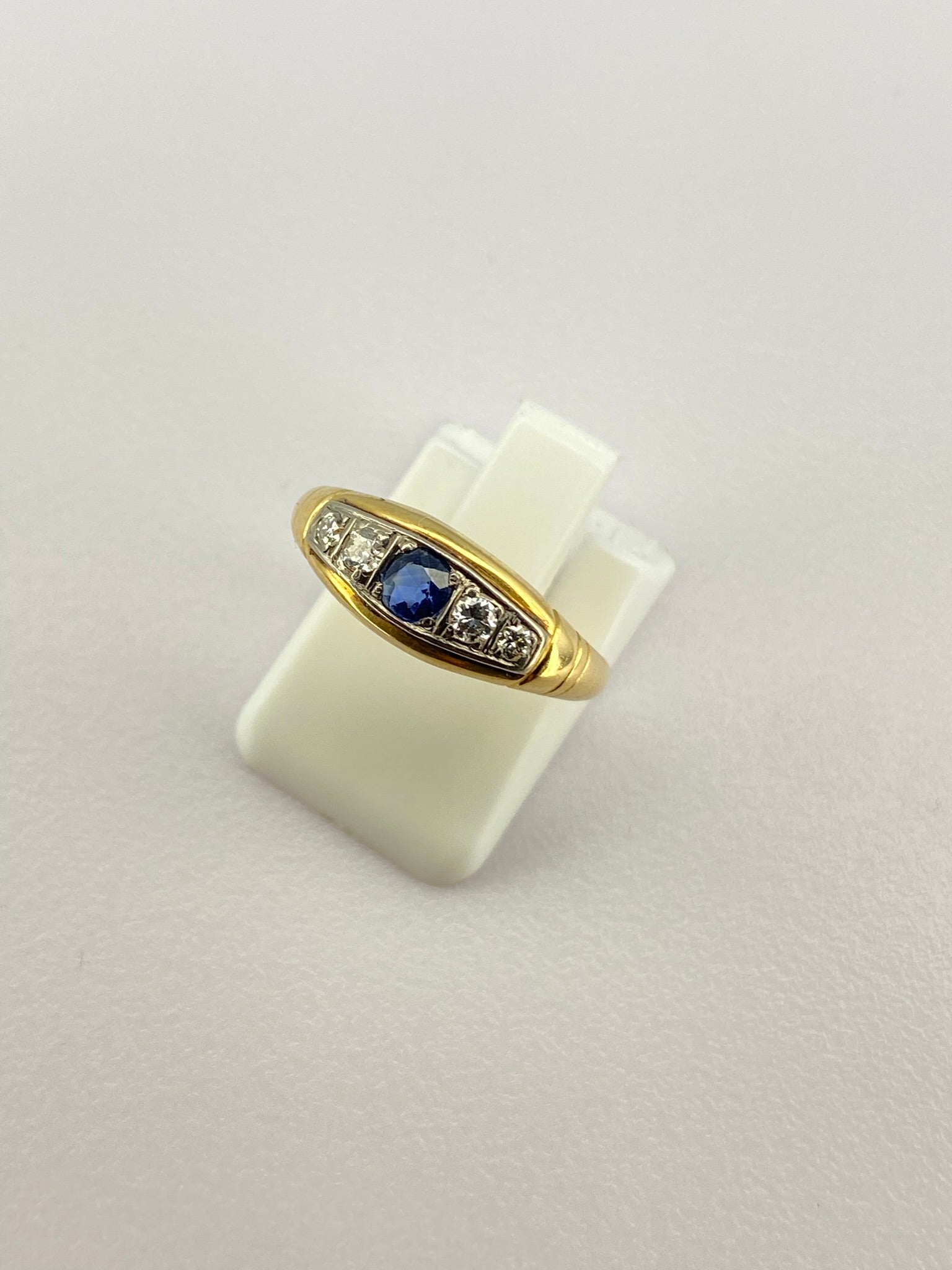 Victorian Sapphire & Diamond Band Ring | 18ct Yellow Gold