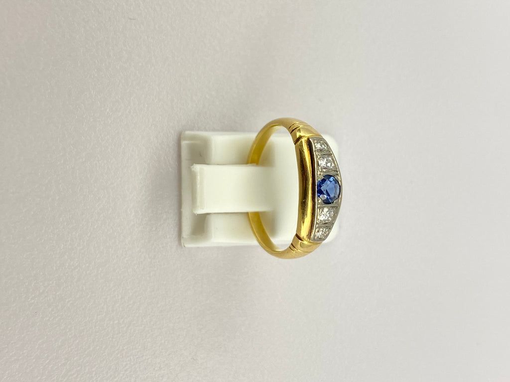 Victorian Sapphire & Diamond Band Ring | 18ct Yellow Gold
