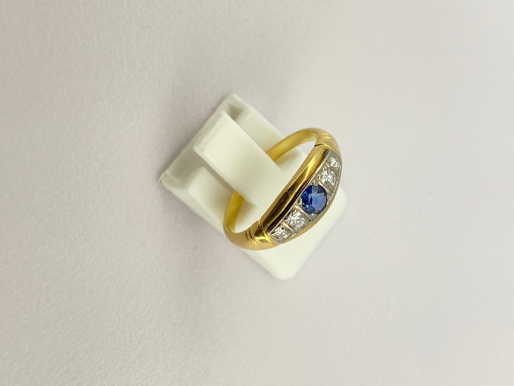 Victorian Sapphire & Diamond Band Ring | 18ct Yellow Gold