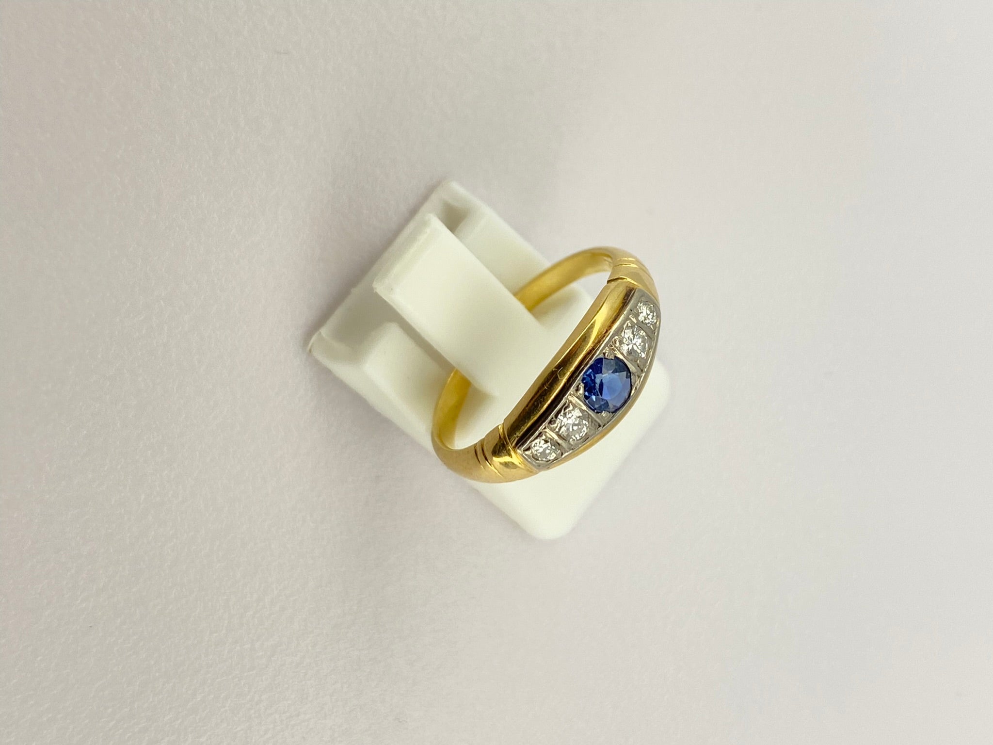 Victorian Sapphire & Diamond Band Ring | 18ct Yellow Gold