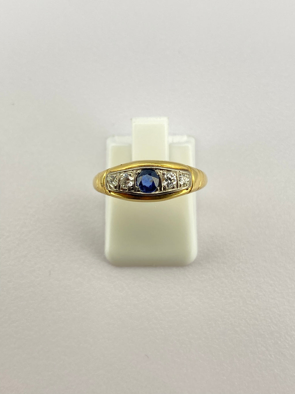 Victorian Sapphire & Diamond Band Ring | 18ct Yellow Gold