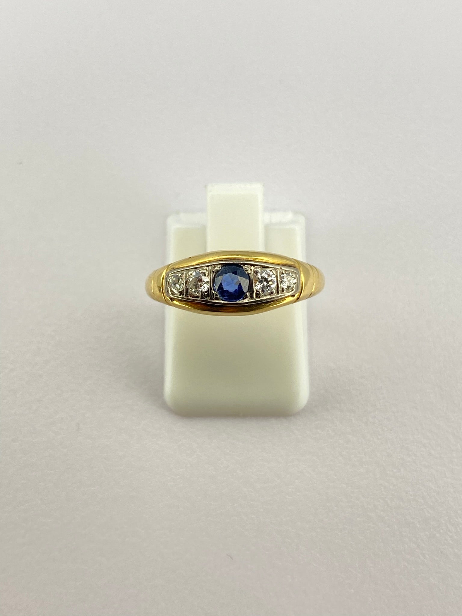 Victorian Sapphire & Diamond Band Ring | 18ct Yellow Gold