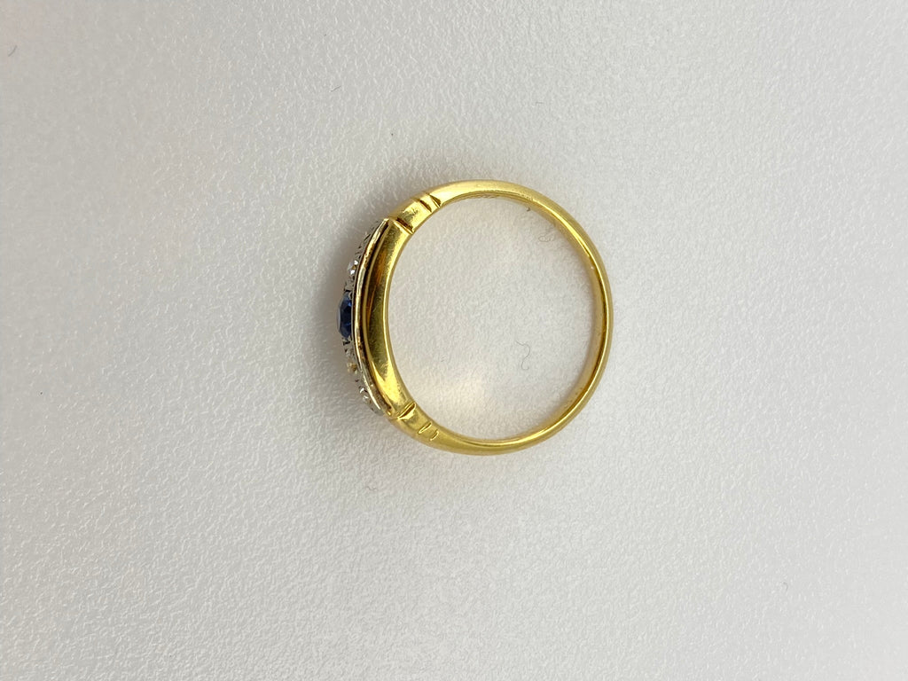 Victorian Sapphire & Diamond Band Ring | 18ct Yellow Gold