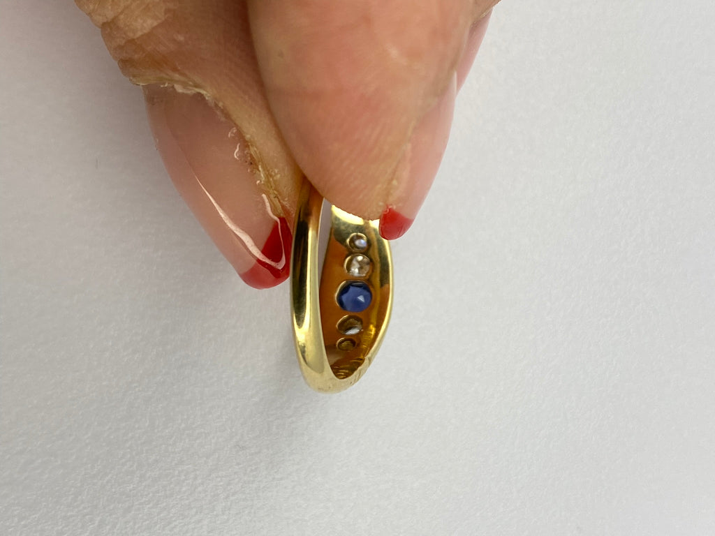 Victorian Sapphire & Diamond Band Ring | 18ct Yellow Gold