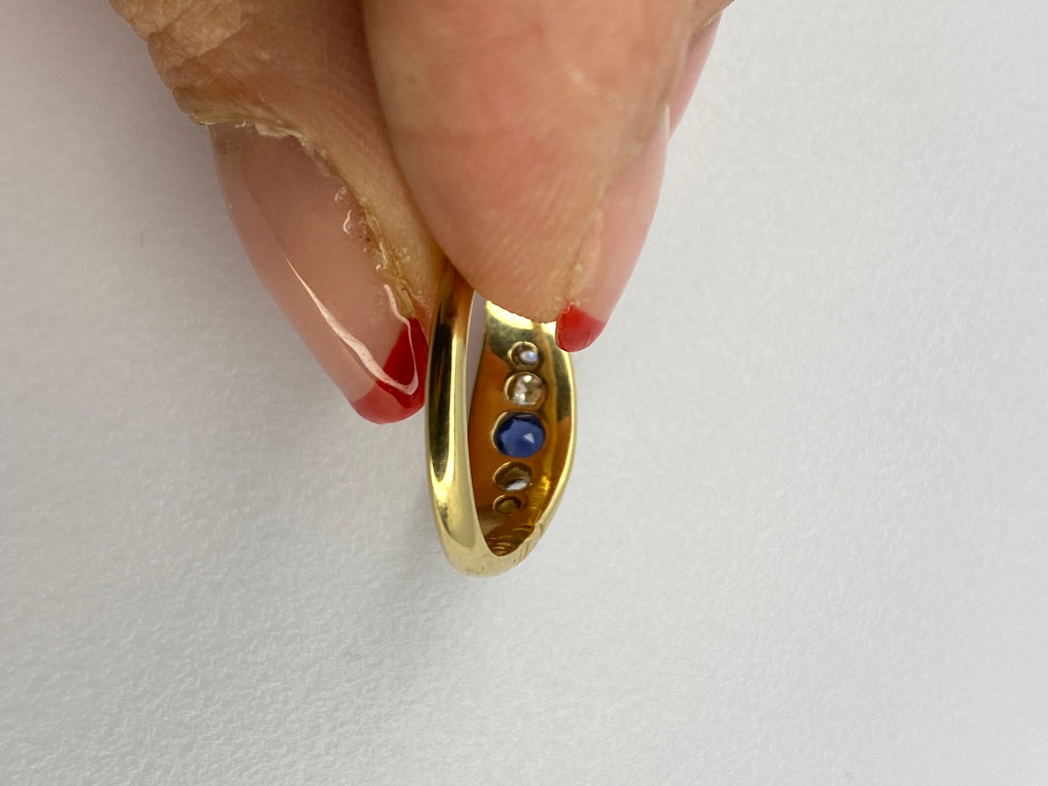 Victorian Sapphire & Diamond Band Ring | 18ct Yellow Gold