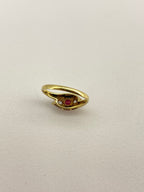 Pink Tourmaline & Diamond Three Stone Ring | 18K Yellow Gold