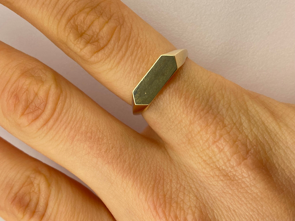 Hexagon Signet Ring | 14ct Yellow Gold Minimalist Design