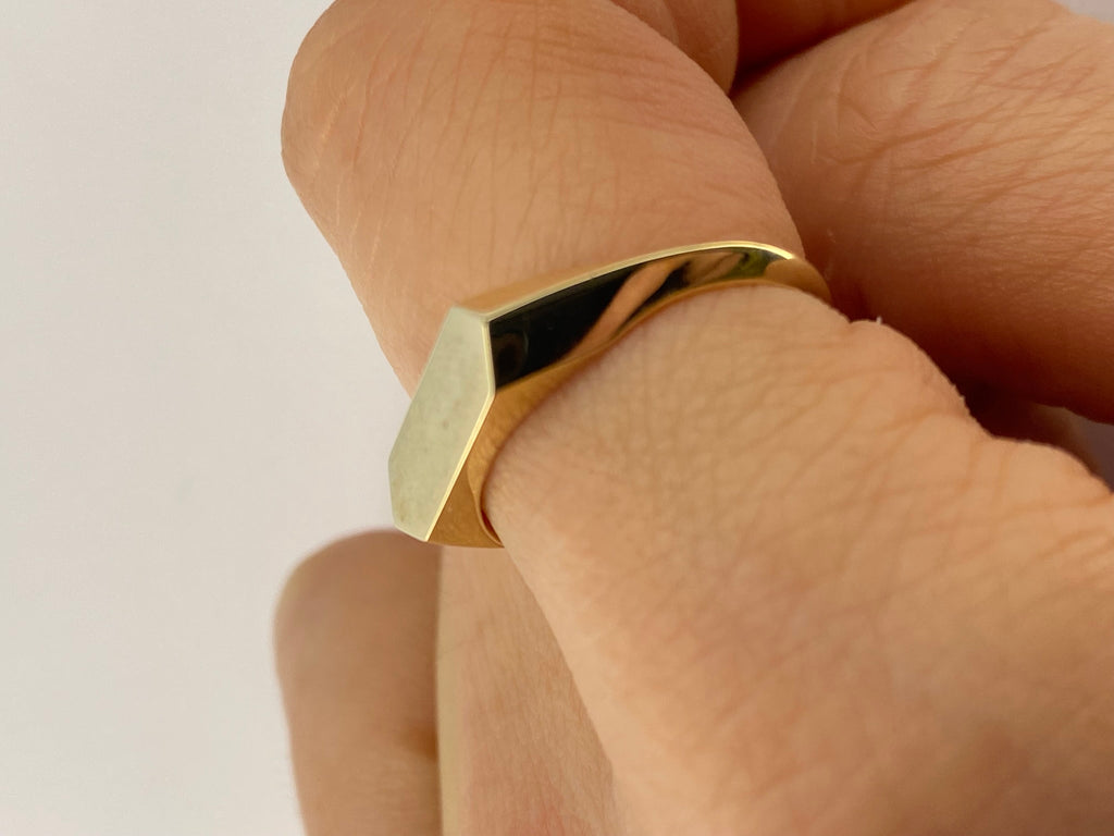Hexagon Signet Ring | 14ct Yellow Gold Minimalist Design