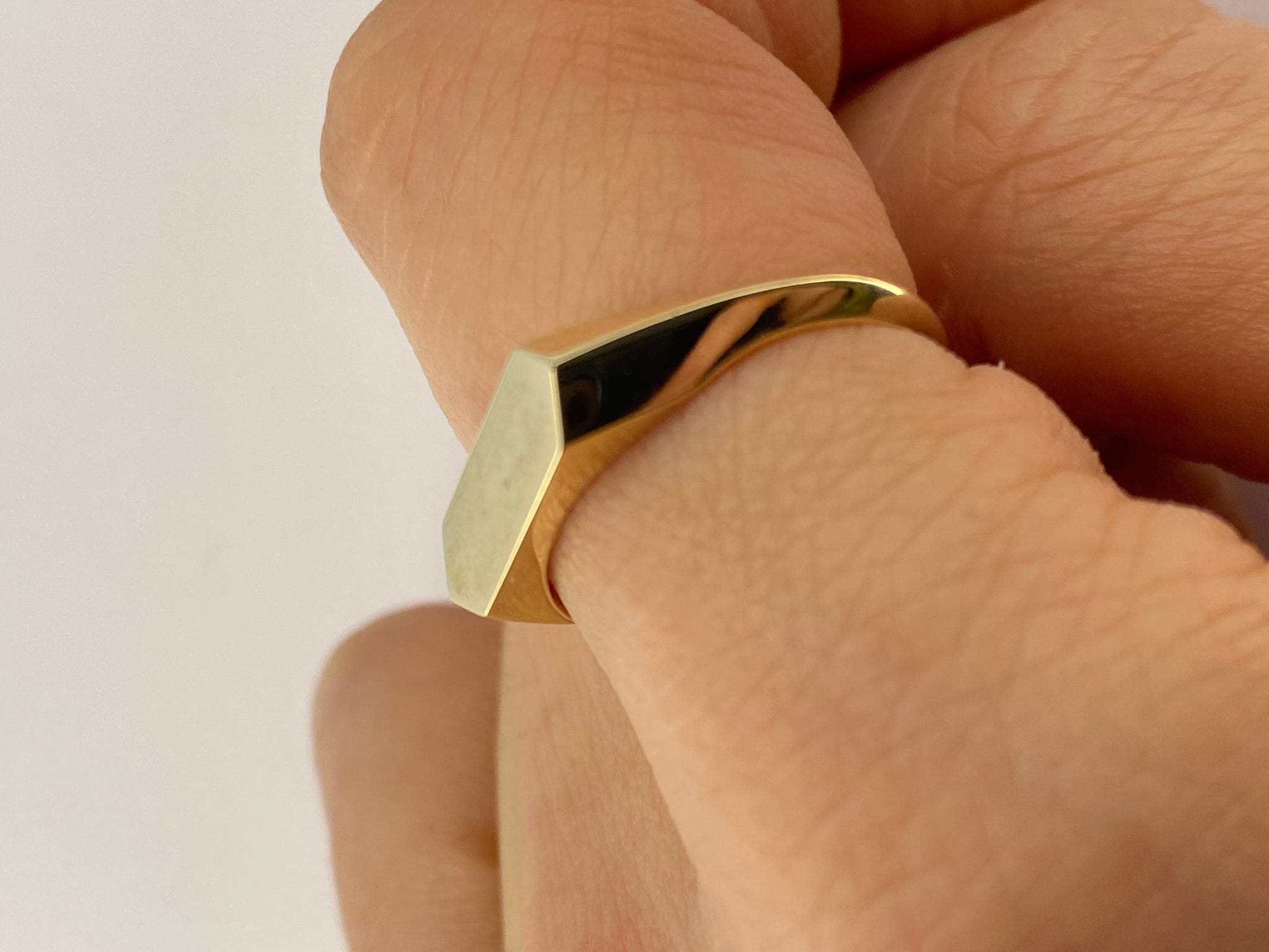Hexagon Signet Ring | 14ct Yellow Gold Minimalist Design