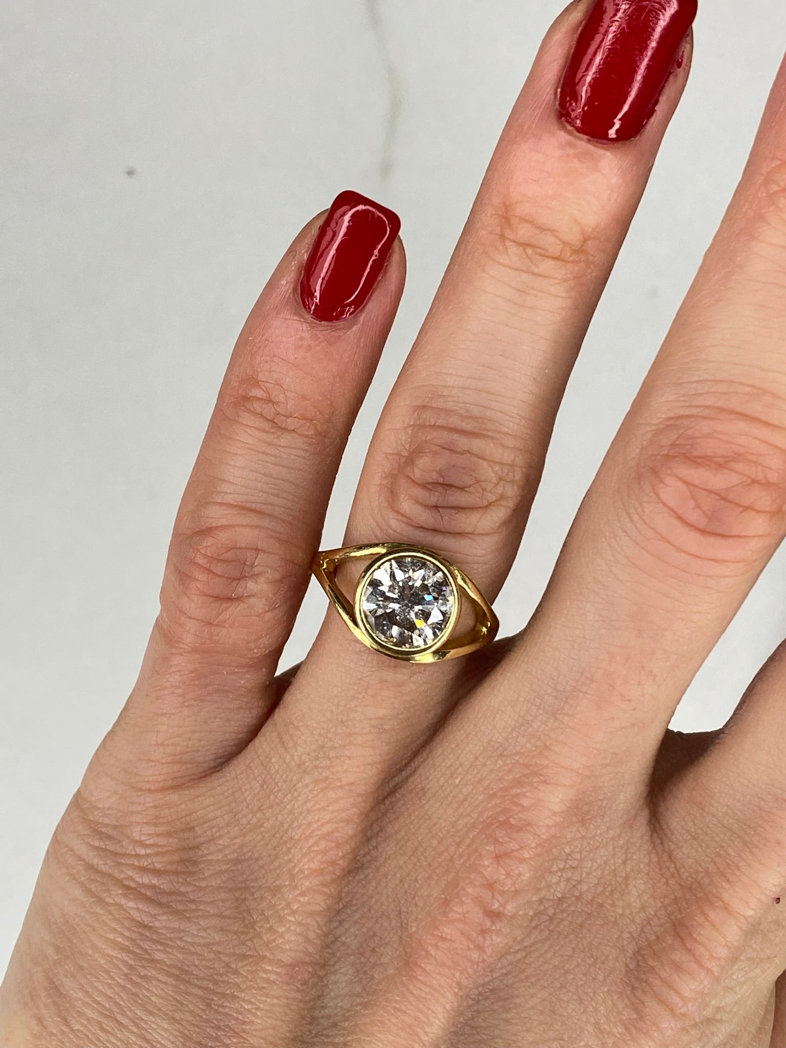 2.53ct Diamond Eye Engagement Ring – 18K Yellow Gold Hallmarked