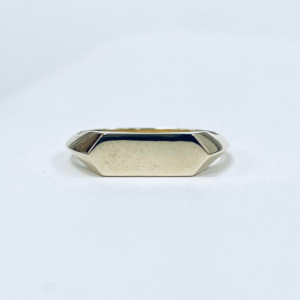 Hexagon Signet Ring | 14ct Yellow Gold Minimalist Design