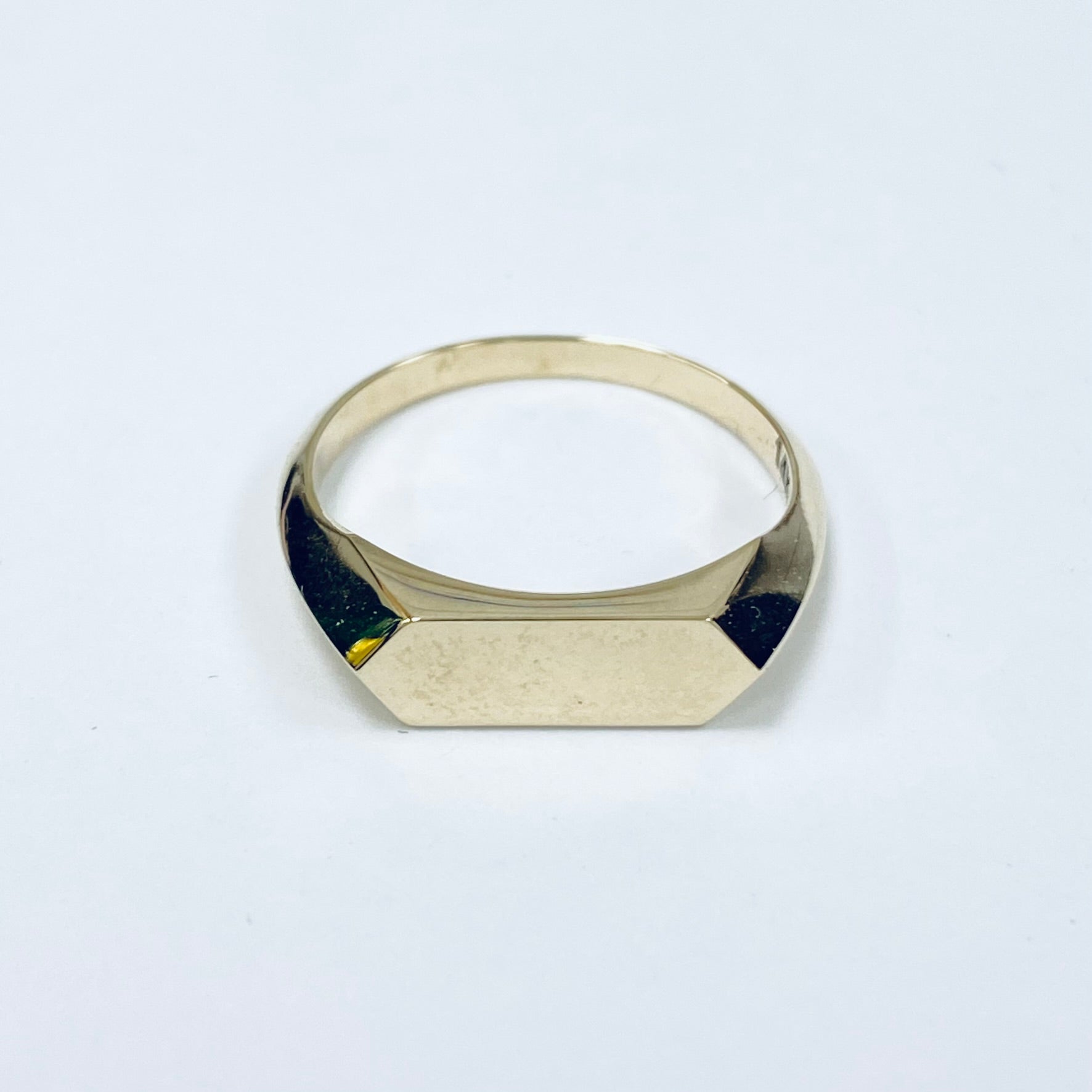 Hexagon Signet Ring | 14ct Yellow Gold Minimalist Design