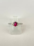 Burma Ruby & Diamond Three Stone Ring Platinum 0.84ct No Heat Certified