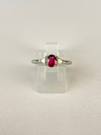 Burma Ruby & Diamond Three Stone Ring Platinum 0.84ct No Heat Certified