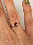 Burma Ruby & Diamond Three Stone Ring Platinum 0.84ct No Heat Certified