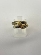 Antique Seed Pearl Ring 9K Yellow Gold Crossover Design Vintage Ring