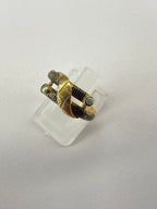 Antique Seed Pearl Ring 9K Yellow Gold Crossover Design Vintage Ring