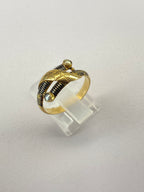 Antique Seed Pearl Ring 9K Yellow Gold Crossover Design Vintage Ring