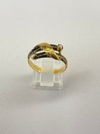 Antique Seed Pearl Ring 9K Yellow Gold Crossover Design Vintage Ring