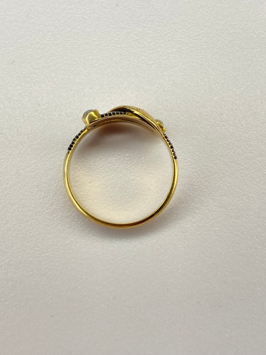 Antique Seed Pearl Ring 9K Yellow Gold Crossover Design Vintage Ring