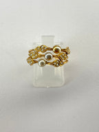 Share Natural Seed Pearl Ring Openwork Foliate Design Size N 2.94g 18K Gold Tested