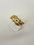 Share Natural Seed Pearl Ring Openwork Foliate Design Size N 2.94g 18K Gold Tested