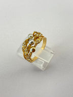 Share Natural Seed Pearl Ring Openwork Foliate Design Size N 2.94g 18K Gold Tested