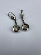 Vintage Diamond Drop Earrings Approx. 1.00ct Total Diamond 18ct White Gold Lever