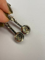 Vintage Diamond Drop Earrings Approx. 1.00ct Total Diamond 18ct White Gold Lever