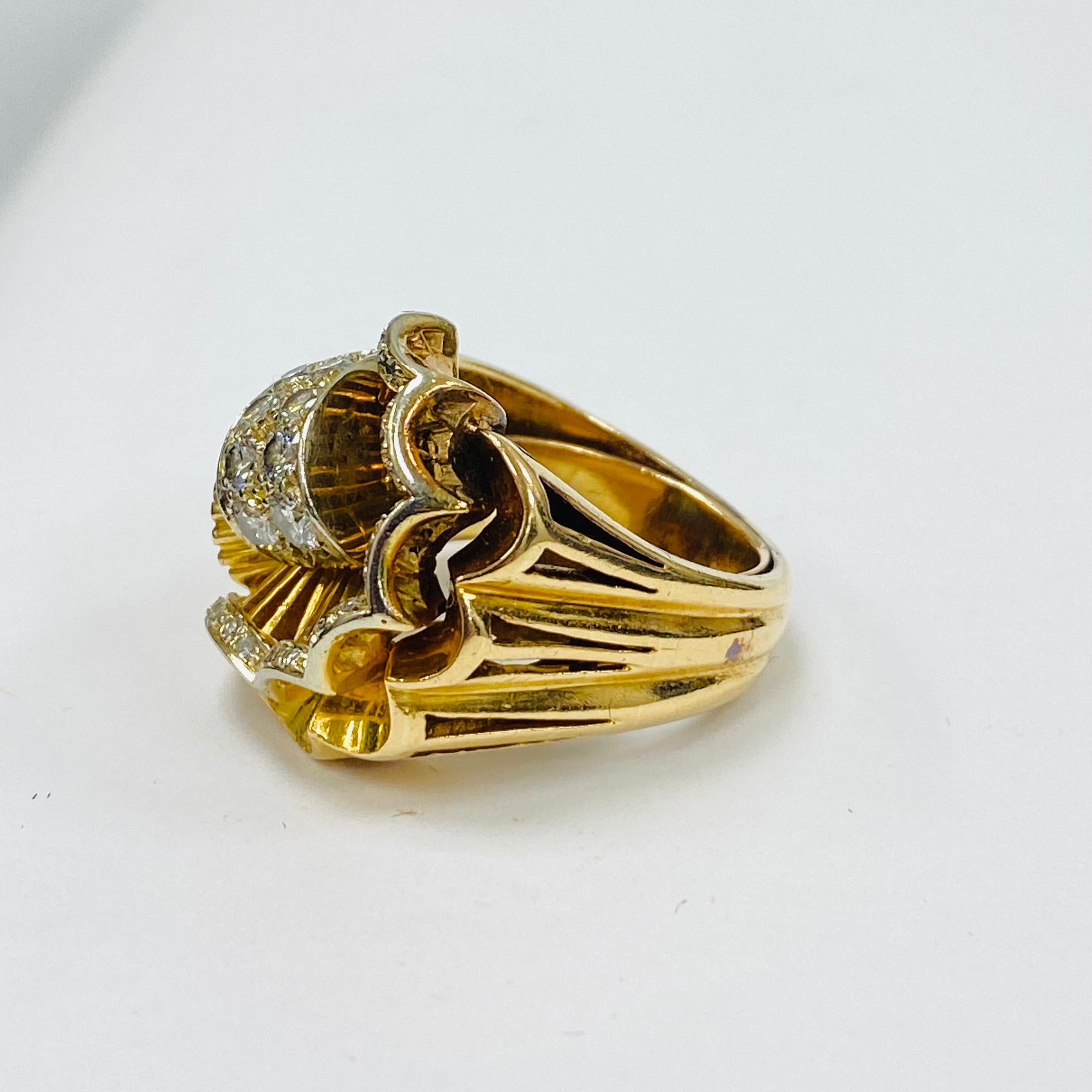 Vintage Diamond Bow Ring | 0.70ct Diamond | 18ct Yellow Gold Statement Ring
