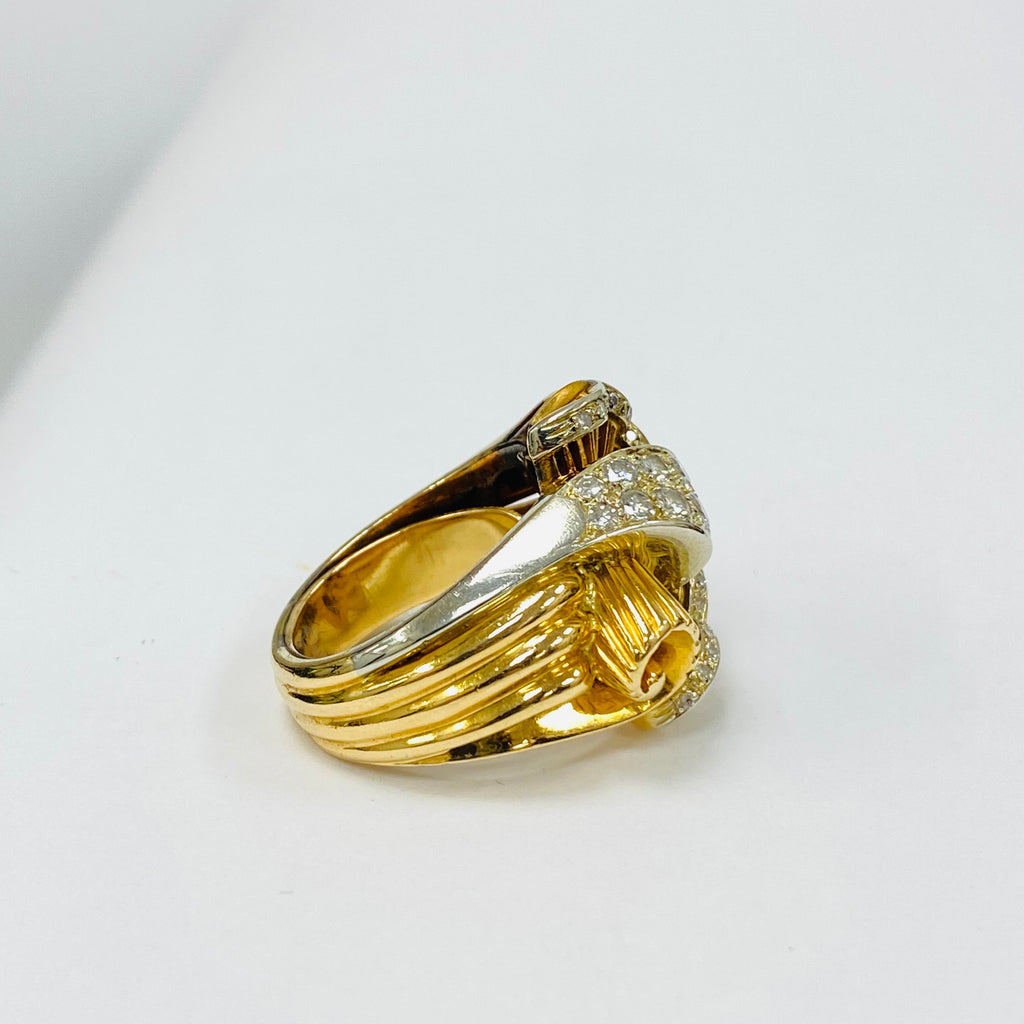 Vintage Diamond Bow Ring | 0.70ct Diamond | 18ct Yellow Gold Statement Ring