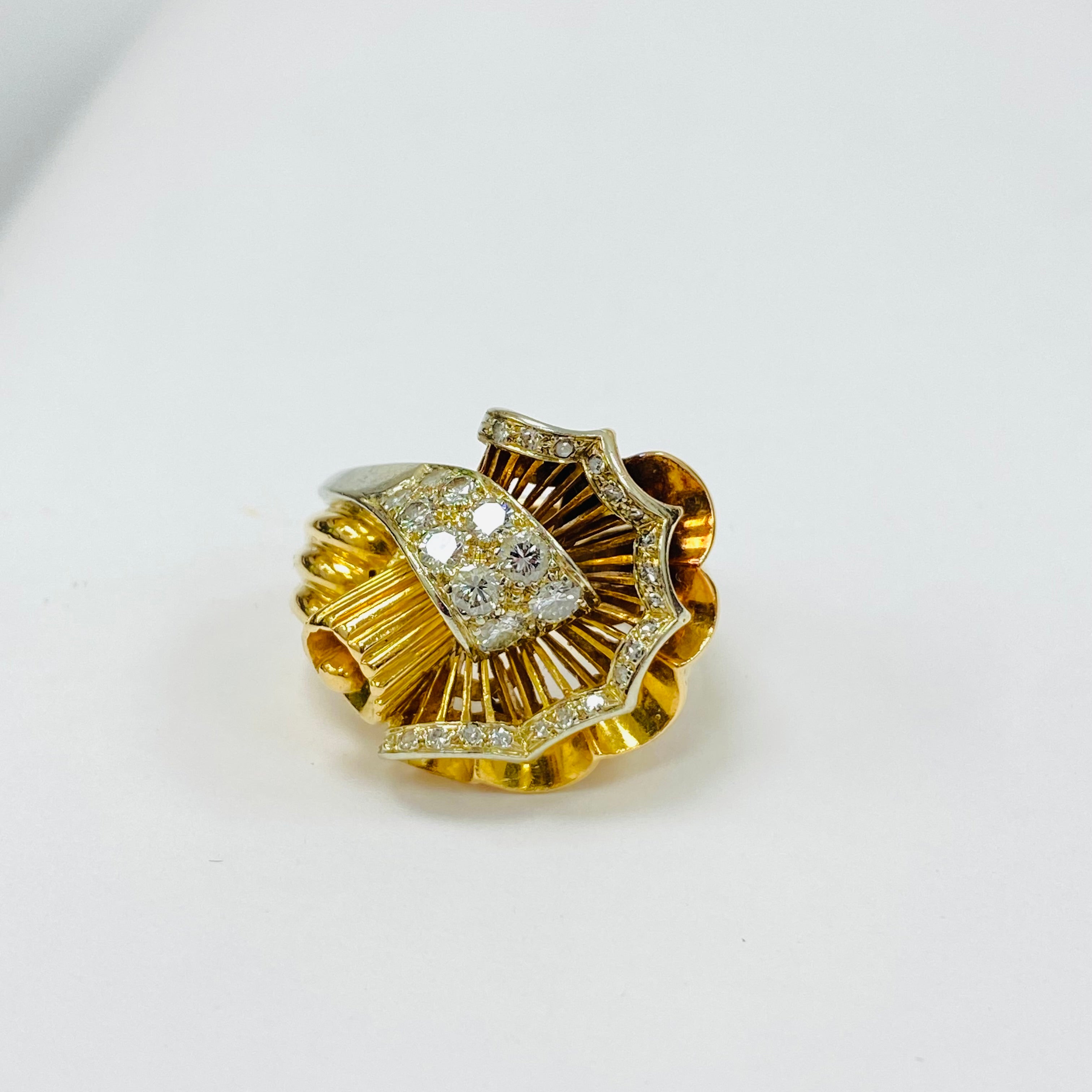 Vintage Diamond Bow Ring | 0.70ct Diamond | 18ct Yellow Gold Statement Ring