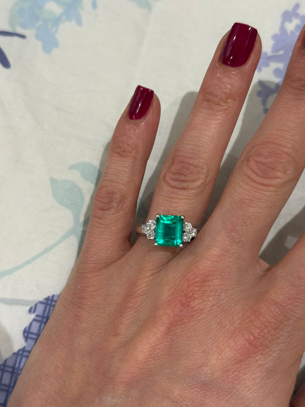 3.08ct Colombian Emerald & Diamond Ring