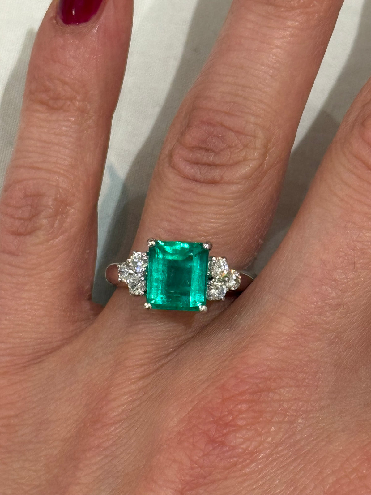 3.08ct Colombian Emerald & Diamond Ring