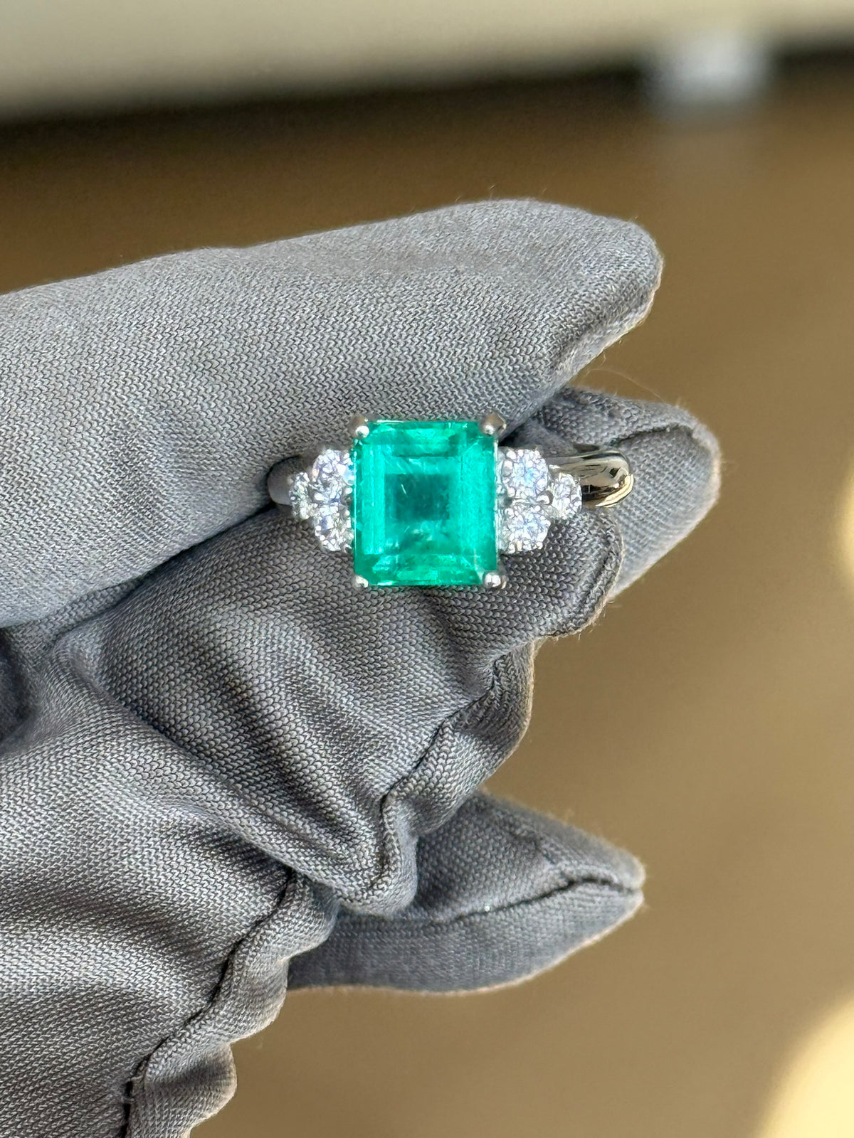 3.08ct Colombian Emerald & Diamond Ring