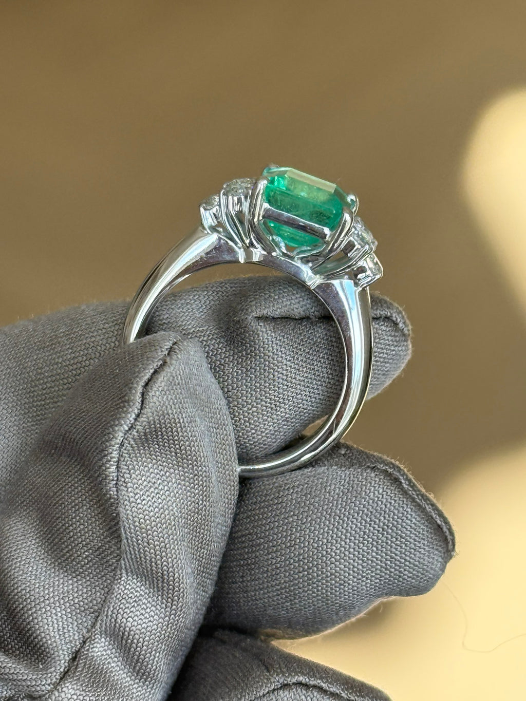 3.08ct Colombian Emerald & Diamond Ring
