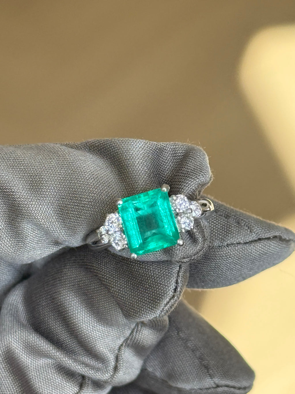 3.08ct Colombian Emerald & Diamond Ring