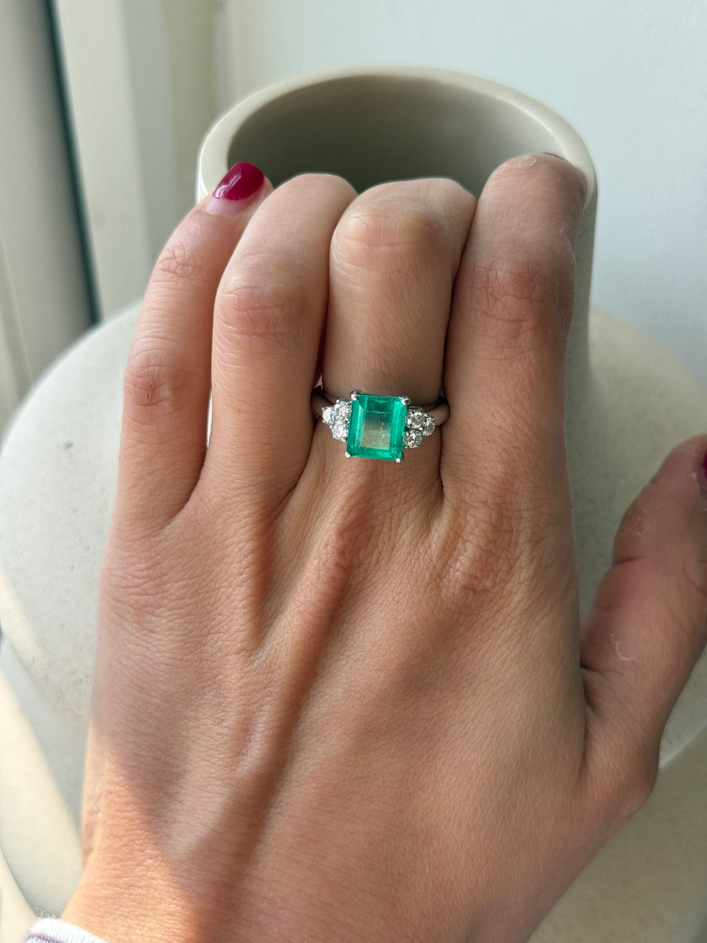 3.08ct Colombian Emerald & Diamond Ring