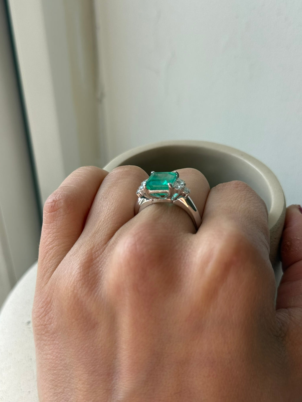 3.08ct Colombian Emerald & Diamond Ring