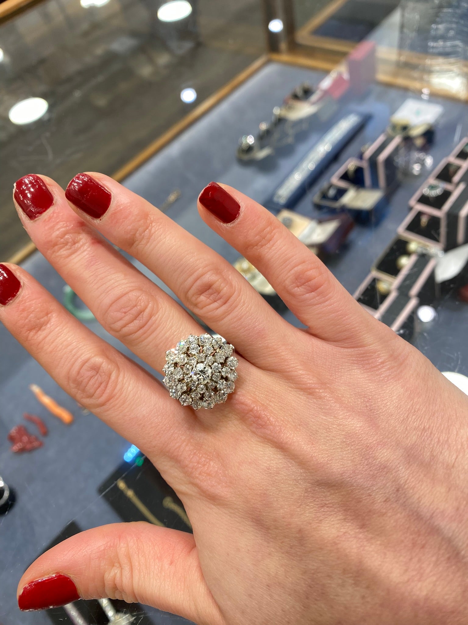 2.50ct Diamond Explosion Cluster Ring | 18K White Gold Statement Ring