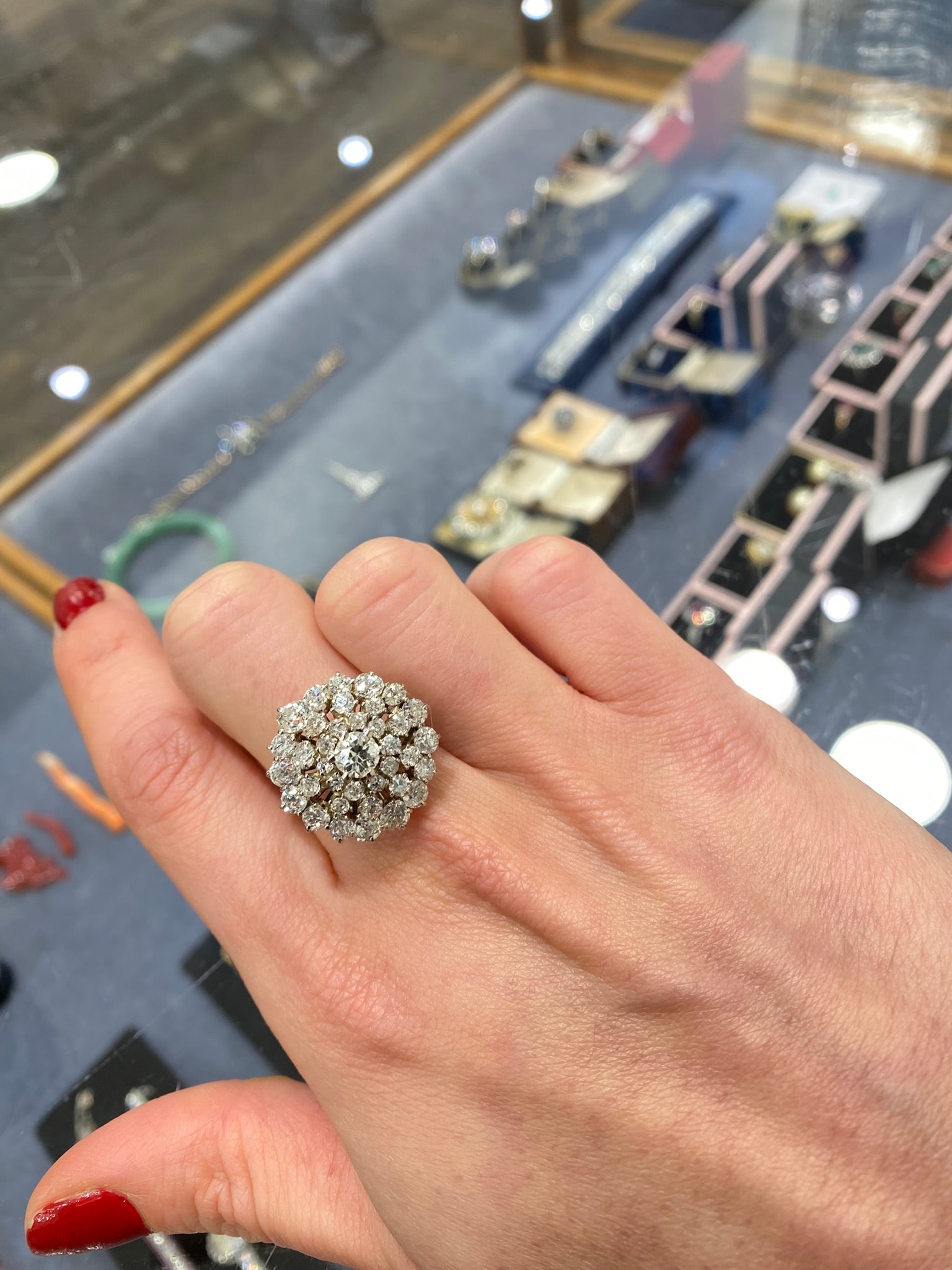 2.50ct Diamond Explosion Cluster Ring | 18K White Gold Statement Ring