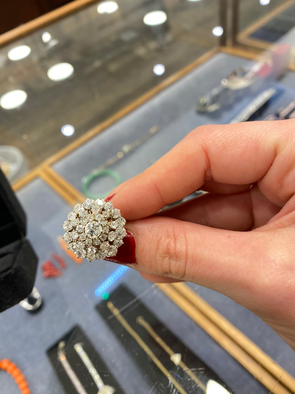 2.50ct Diamond Explosion Cluster Ring | 18K White Gold Statement Ring