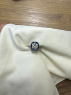 Antique 1.32ct Old Cushion Cut Diamond Sapphire Platinum Engagement Ring