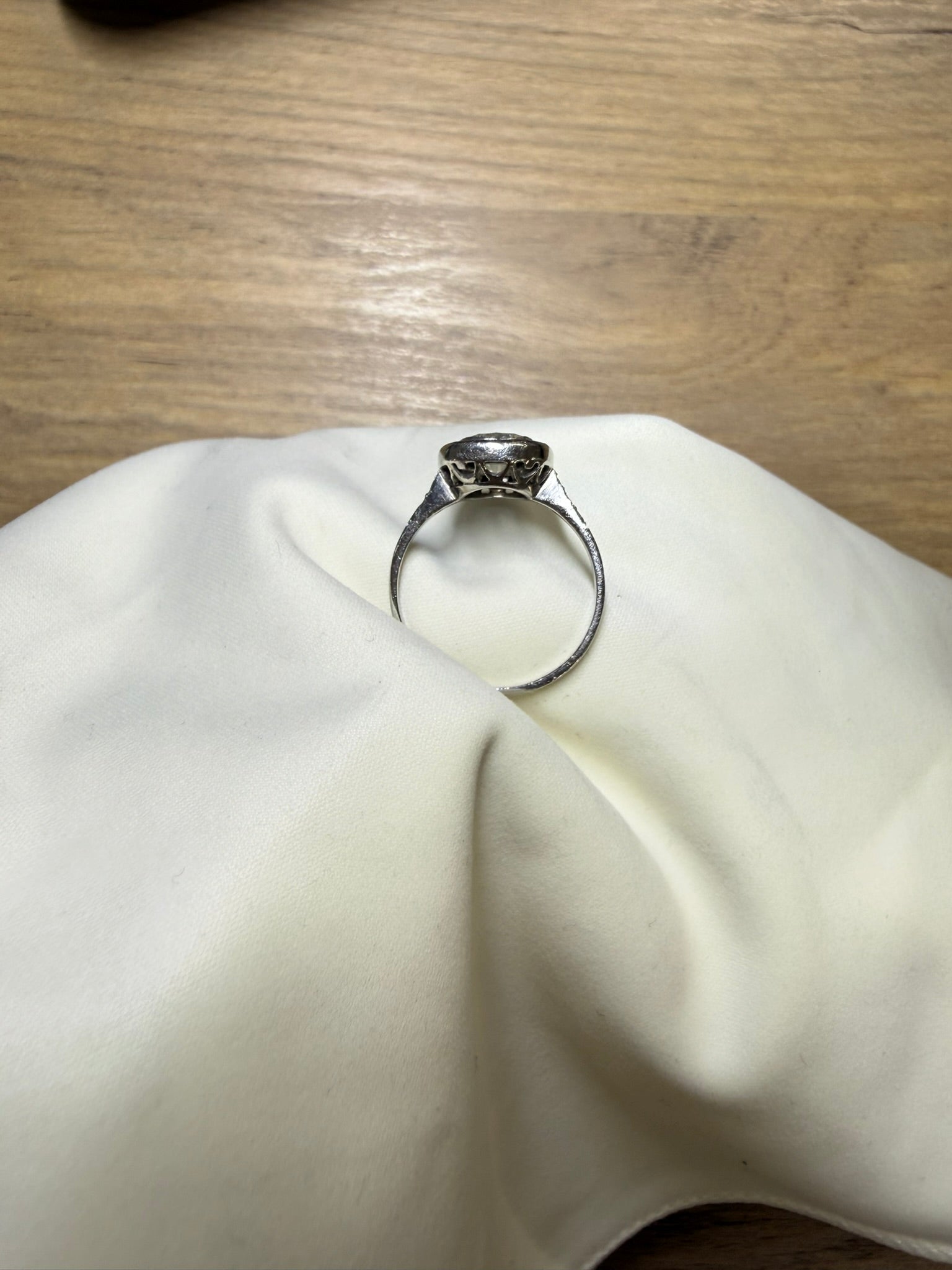 Antique 1.32ct Old Cushion Cut Diamond Sapphire Platinum Engagement Ring